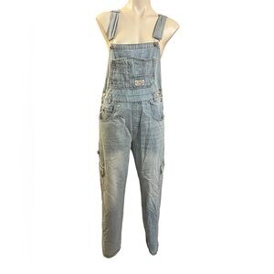 Lana Roux Light Blue Denim Carpenter Overalls Medium